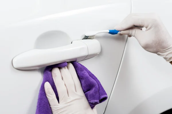 Série de detalhes do carro: Limpeza de carro branco — Fotografia de Stock