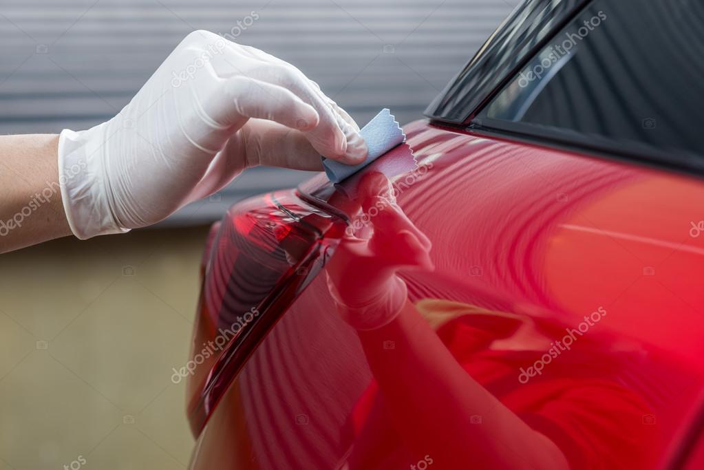 Car detailing series Glass coating Stock Photo by