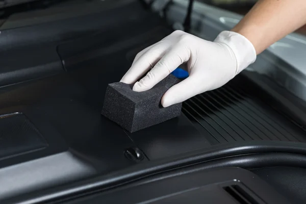 Car detailing series : Polishing plastic parts — Stock Photo, Image