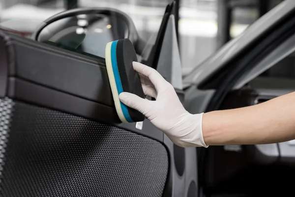 Serie de detalles del coche: Limpieza interior del coche — Foto de Stock