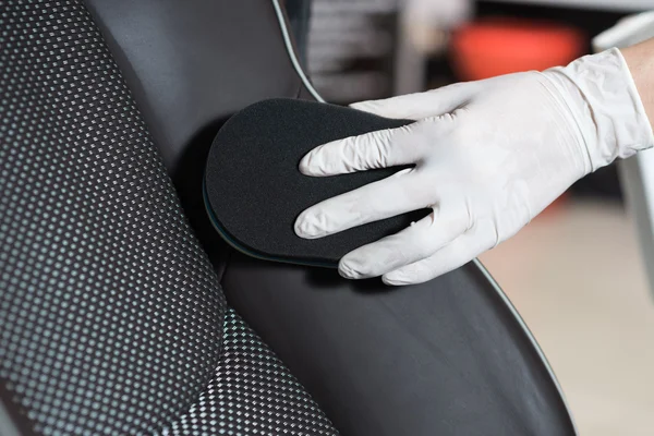 Car detailing series : Cleaning car seat — Stock Photo, Image