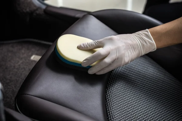 Car detailing series : Cleaning car seat — Stock Photo, Image