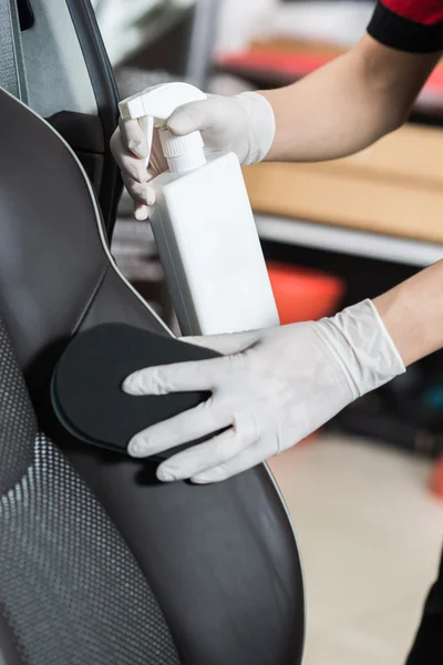 Car detailing series : Cleaning car seat — Stock Image Car detailing series : Cleaning car seat Stock Photo