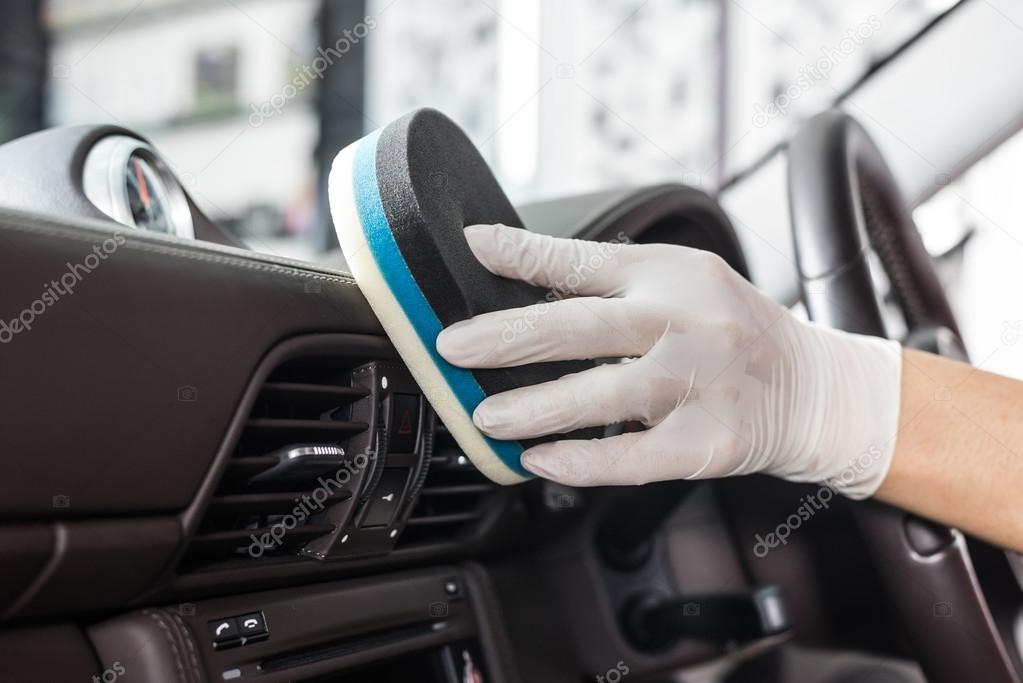 Car Detailing Series Cleaning Car Interior Stock Photo