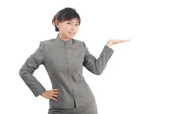 Asian office worker series : Presenting one empty hand — Stock Photo, Image