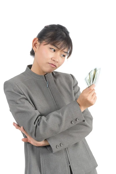 Asian office worker series : Holding money — Stock Photo, Image