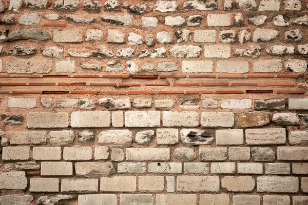Ancien Mur Construit Brique Pierre Fond Historique — Photo