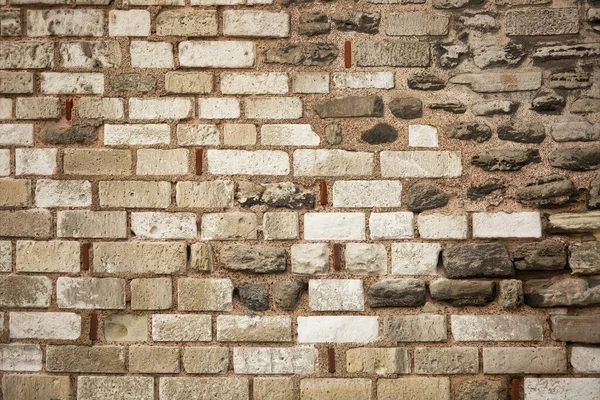 Ancien Mur Construit Brique Pierre Fond Historique — Photo