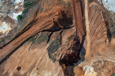 Kum ocağına hava görüntüsü, soyut toprak desenleri