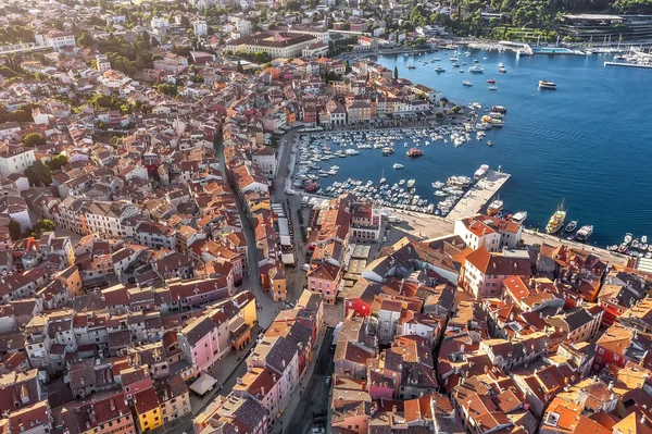 Luftaufnahme Der Altstadt Von Rovinj Beliebtes Reiseziel Istrien Kroatien — Stockfoto