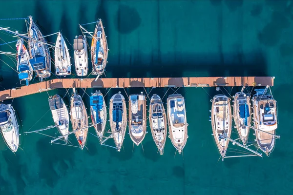 Повітряний Вид Морську Піхоту Порек Багатьма Човнами Істрія Хорватія — стокове фото