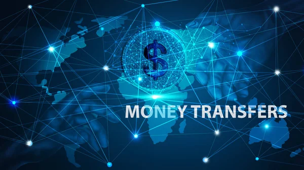 money transfer in digital world, business and technology concept 3D illustration