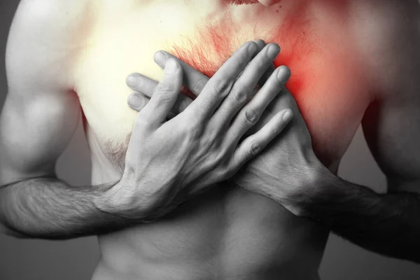 Mann Hat Brustschmerzen Herzinfarkt — Stockfoto