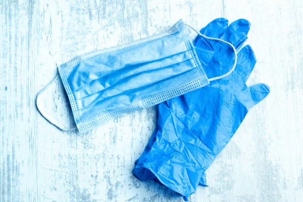 Pair Latex Medical Gloves Surgical Mask — Stock Photo, Image