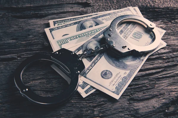 Geld Und Handschellen Bestechung Der Behörden — Stockfoto