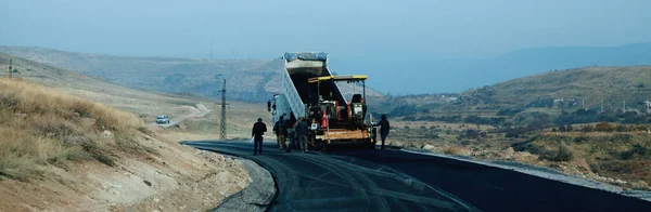 Construction Une Nouvelle Voie Asphaltée — Photo