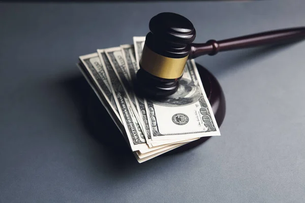 Judge Gavel Dollars Business Finance Corruption Money Financial Crimes — Stock Photo, Image