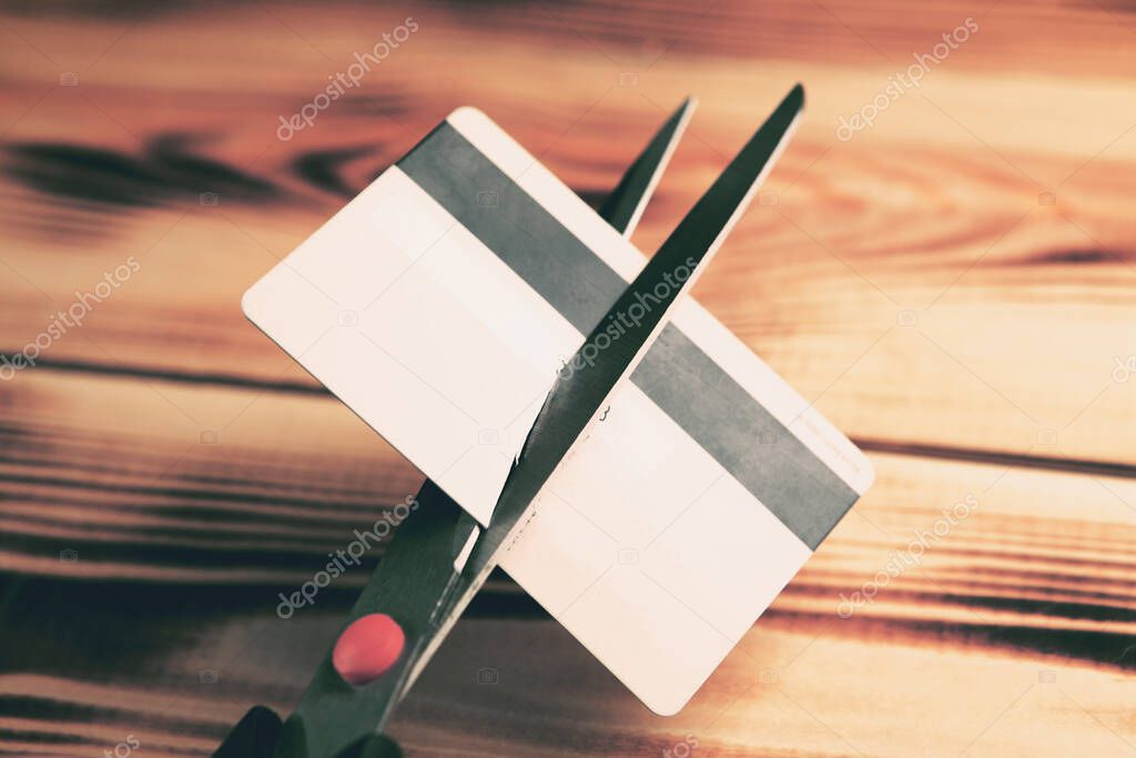 no debt - credit card - scissors