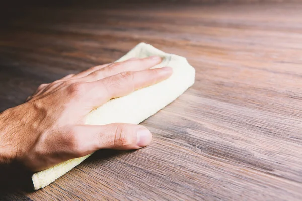 Male Hands Clean Table — Stock Photo, Image