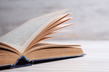 Masanın üzerinde açık bir kitap.