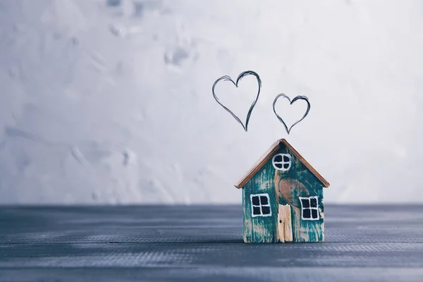Home Sweet Home Haus Holz Mit Herzform — Stockfoto
