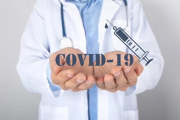防治Corona病毒Covid 19的疫苗概念 — 图库照片