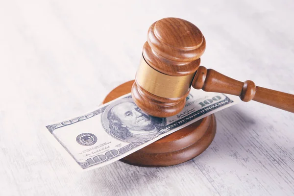 Judge Hammer Money Corruption — Stock Photo, Image