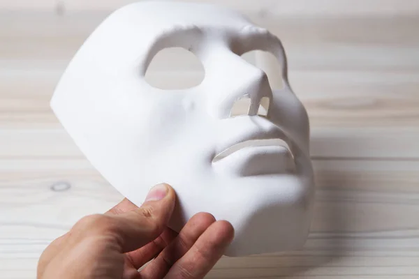 Holding White Anonymous Mask — Stock Photo, Image