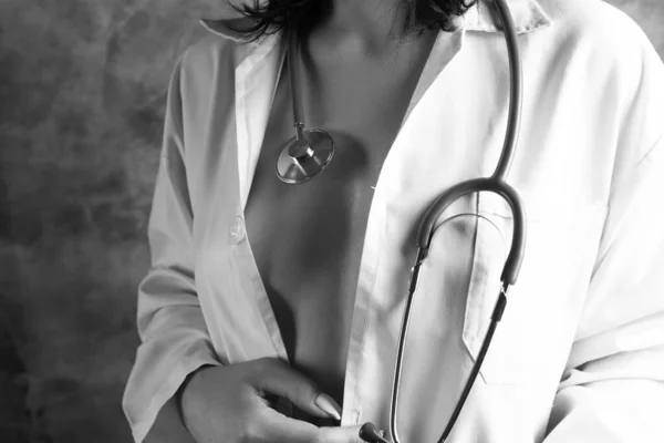 Nurse Sexy Takes Her Uniform — Stock Photo, Image