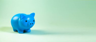 Mavi kumbara yeşil arkaplanda izole edildi ve metin için kopyalama alanı var