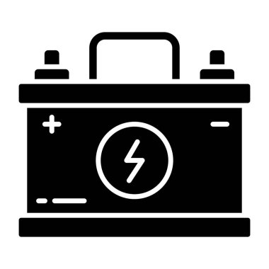 Araba aküsü simgesi katı tasarım