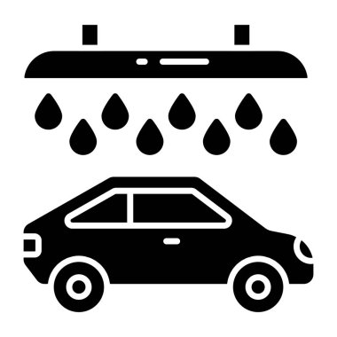 Araba yıkamanın kavramsal katı tasarım simgesi 