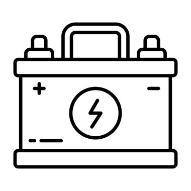 Doğrusal dizaynda araba aküsü simgesi
