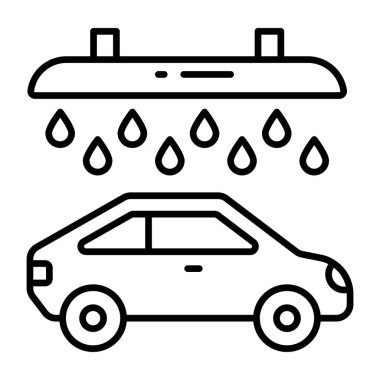 Araba yıkamanın kavramsal doğrusal tasarım simgesi 