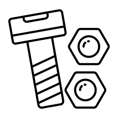 Ceviz cıvatasının doğrusal tasarım simgesi