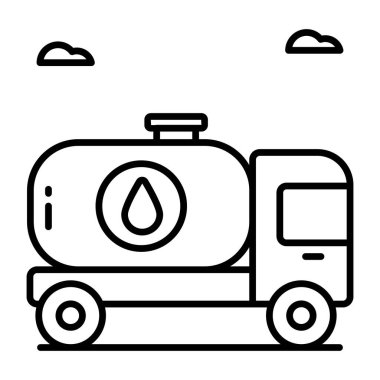 Yakıt kamyonunun kavramsal doğrusal tasarım simgesi 