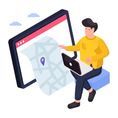 Konum web sitesinin düzenlenebilir tasarım illüstrasyonu 