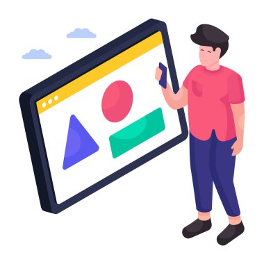  Web sayfasında matematik şekilleri, çevrimiçi geometrik şekiller illüstrasyon