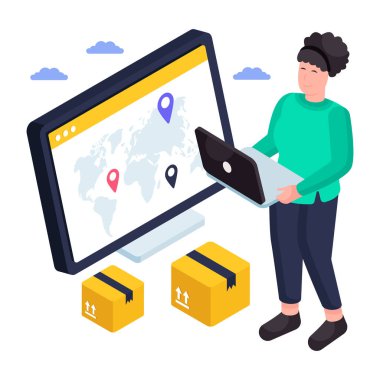 Çevrimiçi paket takibinin bir illüstrasyon tasarımı 