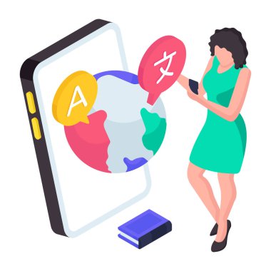 Dil çeviri uygulamasının vektör tasarımı çizimi