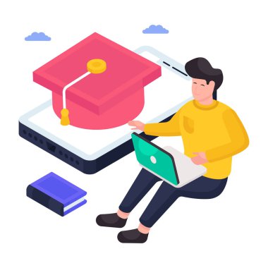 Akıllı telefonun içindeki havalimanı, öğrenme uygulamasının gösterimi