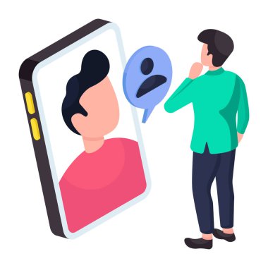 Mobil görüntülü sohbetin eşsiz tasarım çizimi