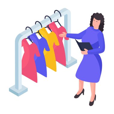 Kıyafet satıcısının çizimi 