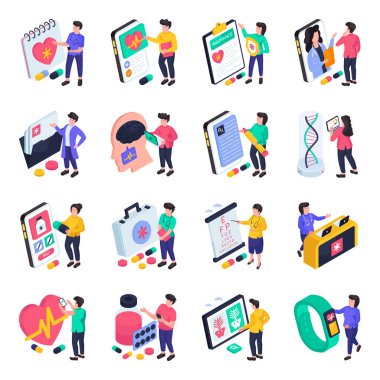 Bir dizi lojistik Isometric Illustrations