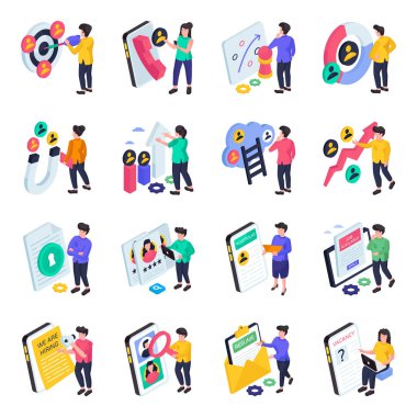 Hr Isometric Illustrations seti 