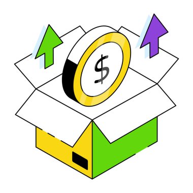 Para kutusunun yaratıcı tasarım simgesi