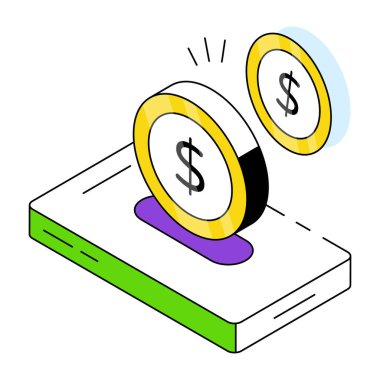 Akıllı telefonlu dolar, mobil aktarım simgesi 