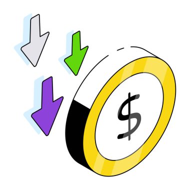 Dolar değerinin düzenlenebilir tasarım simgesi