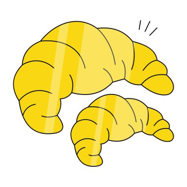 Fırın gıda ikonu, kruvasanın izometrik tasarımı