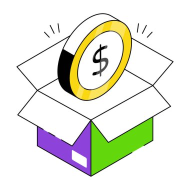 Para kutusunun düzenlenebilir tasarım simgesi